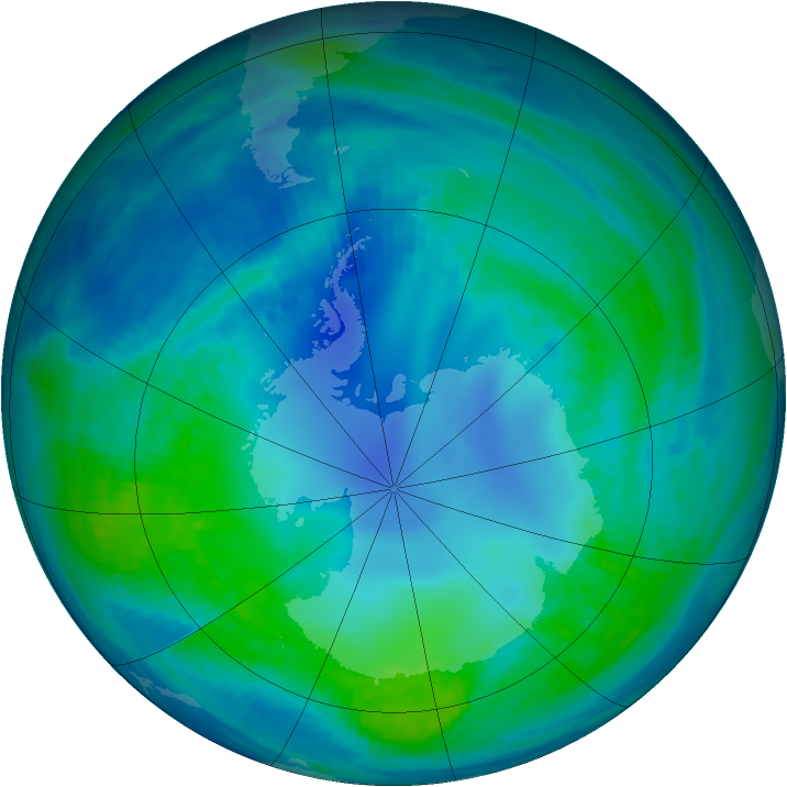 Antarctic ozone map for 05 May 2000